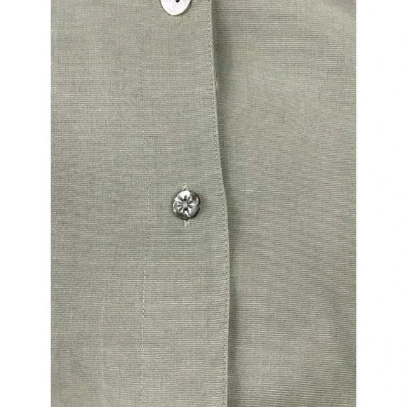 VTG Koret Petites Women's Gray Green Top Sz 14 Embroidered Buttons - Picture 11 of 11